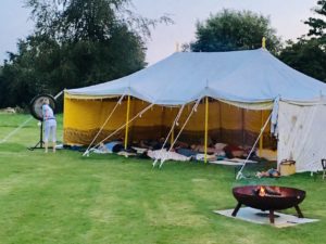 Outdoor Kundalini yoga class with the gong at YogaSpace Yorkshire