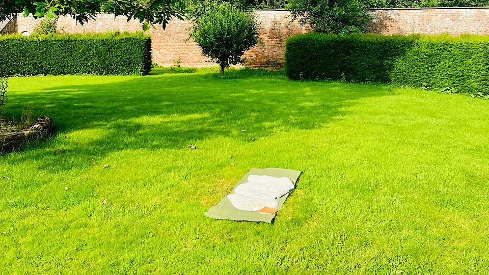 Relax at YogaSpace Yorkshire yoga in the walled garden on silent retreat day
